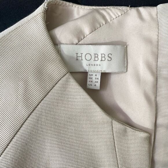 Hobbs London beige black lace trim cocktail dress sheath sz 4 - Picture 8 of 8